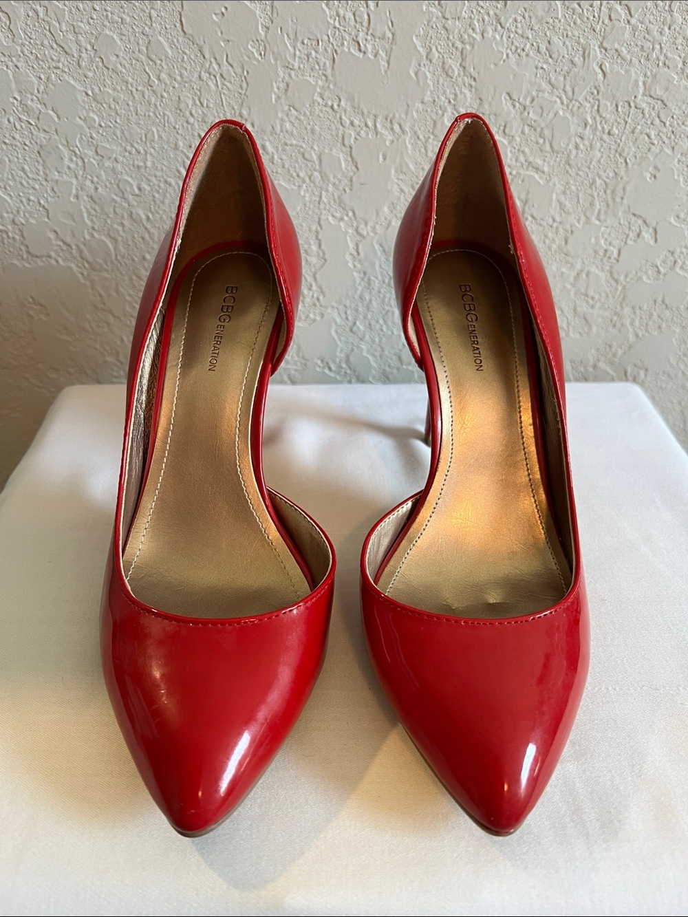 BCBGeneration Red Patent Pointed Toe Pumps